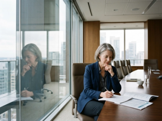 Female executive seated in boardroom